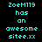 Pixelated cyan text on black background with pink highlight bars, displaying 'Zoem119 has an awesome sitee.xx' in three