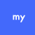 Blue background with white pixelated text arranged in three : 'my boy friend is', 'an idiot but', and 'I love him'