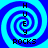Four identical blue spiral patterns with vertical "HUEY" text and horizontal "ROCKS" text on a blue background, arranged in a