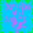 Pixelated text 'Carolina and Maria FIE' in purple on a blue background with green square border, repeated four times in