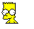 Pixelated cartoon character with yellow skin and spiky hair in various poses, expressions, and accessories including glasses, hats, and props.