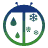 Static pixel art icon of a ladybug with green and blue color scheme, featuring segmented body parts and multiple leaf-like shapes on its white wings.