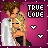 Pixel art contact sheet showing two frames of an animated icon featuring a cartoon couple embracing against a magenta background with "TRUE LOVE" text and heart symbols.