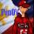 Pixelated static image of a cartoon character in red attire with visible text and background elements.