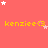 A static image with a coral background featuring repeated yellow text 'kenzie<3' and scattered white/pink stars.