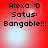 Red background with pixelated text 'Alexa :D' and 'Satus: Bangable!!!', four identical showing light effects changing position