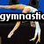 A four- shows a gymnast in various poses with overlaid text reading 'gymnastic', 'is', and 'luv' against blue and dark backgrounds