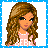 Pixelated cartoon-style buddy icon featuring a female character with long brown hair and pink dress next to text reading "Im a Cutie!" on white background with blue border.