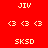 Two side-by-side pixel art display identical text and symbols with contrasting background colors, red on left and brown on right