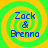 Four identical circular icons arranged in a , each with green and yellow spiral background and blue text reading "Zack & Brenna"