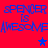 Red background with blue text repeating "SPENCER IS AWESOME" and three stars in varying colors.