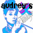 A pixelated blue-and-white character with pink hair accessories holds a microphone, text above changes from 'audreys' to 'my favorite'.