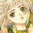 A 48x48 pixel animated buddy icon featuring a split composition with an anime-style character on the left and text elements on the right against a black background.