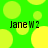Green background with yellow circles and four instances of 'JaneW2' text in black pixelated font.