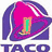 Animated icon featuring a Taco Bell logo with a taco-shaped bell and 'TACO' text, transitioning to a of food icons and a 'FOOD' label