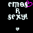 Pixelated text 'emog R sexy!' with a pink heart symbol above the 'g' in 'emog', displayed on black background.