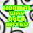 A contact sheet of two animated frames showing pixelated yellow text on a black-and-white striped background with green outlines.