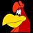 Red cartoon bird with yellow beak and white eyes showing various mouth expressions against black background.
