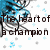 Pixelated anime-style character with blue hair and dark clothing, surrounded by light blue snowflake-like shapes on white background.