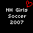 Black background with white pixelated text reading 'NH Girls Soccer 2007' and a red pixelated heart symbol above the text.