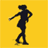 Animated sequence of black silhouettes against yellow background showing a figure dancing in various poses with multiple figures appearing in later frames.