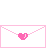 Pixel art contact sheet of a baby character in an envelope animation with pink borders and heart symbol, showing multiple states from closed envelope to peeking character expressions.
