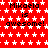 Red background with white star pattern and repeated black text 'Mikaela is awesome!' in pixelated font.