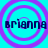 Four identical pixelated text elements reading 'brianna' arranged in a over cyan background with purple concentric circles