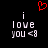 Red pixelated heart above white text 'i love you <8' on black background, two identical static frames side-by-side.