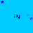 Blue background with scattered dark blue stars and repeated 'ily' text in dark blue, with a gray rectangle in the bottom right corner.