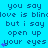 Pixelated text repeats across a bright cyan background with purple star symbols, forming a wordwall of lyrics.