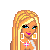 Pixelated cartoon woman with long blonde hair, blue eyes, pink lips, and white earrings next to blue text reading 'nicole' on a white background.