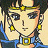 Pixelated anime-style character with dark hair, blue eyes, yellow accents on head and neck, wearing a blue outfit against light background.