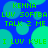 Pixelated green text on blue background with cyan circles, repeating phrases like 'KENNA' and 'I LUV KYLE'.
