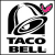 Taco Bell logo with stylized bell and circular design, text below, animated color accent on top-right corner.