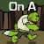 Animated contact sheet showing a green turtle-like character running across multiple frames with changing text backgrounds.