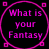 A pixelated animated buddy icon featuring two circular frames with text and question marks on a black background, surrounded by pink square corner markers.