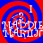 Four identical display red and blue spiral patterns with white text reading "I LADIE" and "LADIES" over a pixelated background