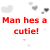 Pixelated text and heart shapes in red, blue, pink, brown, gray, black, green, and light blue on white background.