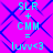 Static pixel art with cyan text on a purple background featuring repeated mathematical expressions and a blue geometric pattern.