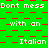 Green background with red pixelated squares forming a pattern, overlaid with repeated white text phrases