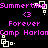 Pixelated text and symbols in pink and white on black background, repeating across the frame.