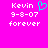 Pixelated text on bright pink background with cyan heart symbol next to 'Kevin' in left , identical static right