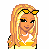 Pixel art contact sheet showing three frames of a blonde character in yellow-and-white beachwear standing on golden blocks and stars, with "Beach Blondie" text below.