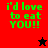 Green pixelated text reads "i'd love to eat YOU!!" on red and black backgrounds with a star symbol.