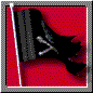 Animated sequence of a black pirate flag with white skull and crossbones on red background, showing motion