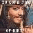 A pixelated image of a person with long hair and a hat, holding up one finger while text above and below reads "I'LL GOT A JAR OF DIRT!".