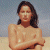 A pixelated contact sheet showing two frames of an animated icon featuring a woman with long dark hair and bare shoulders on the left, next to green text reading "Original Icons .com" on a solid green background.