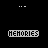 Pixelated of repeated 'MEMORIES' text labels with blue plus and asterisk symbols on black background, some text partially obscured by pixelation