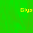 Green background with three yellow 'Eilys' text elements and a gray rectangular overlay on the right side.
